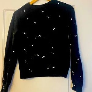 Rag & Bone Long Sleeve Splatter Paint Sweatshirt Black Size XS